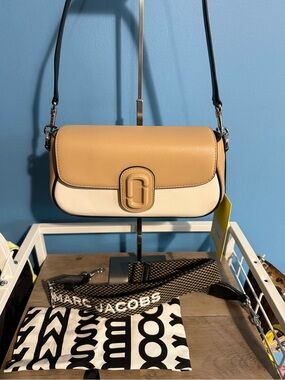 Marc Jacobs Tri-Tone Tan, Cream and Black Crossbody Bag
